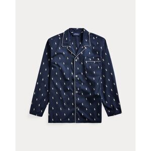Polo Ralph Lauren Signature Pony Pajama Shirt Mens M Navy Long Sleeve Cotton NWT